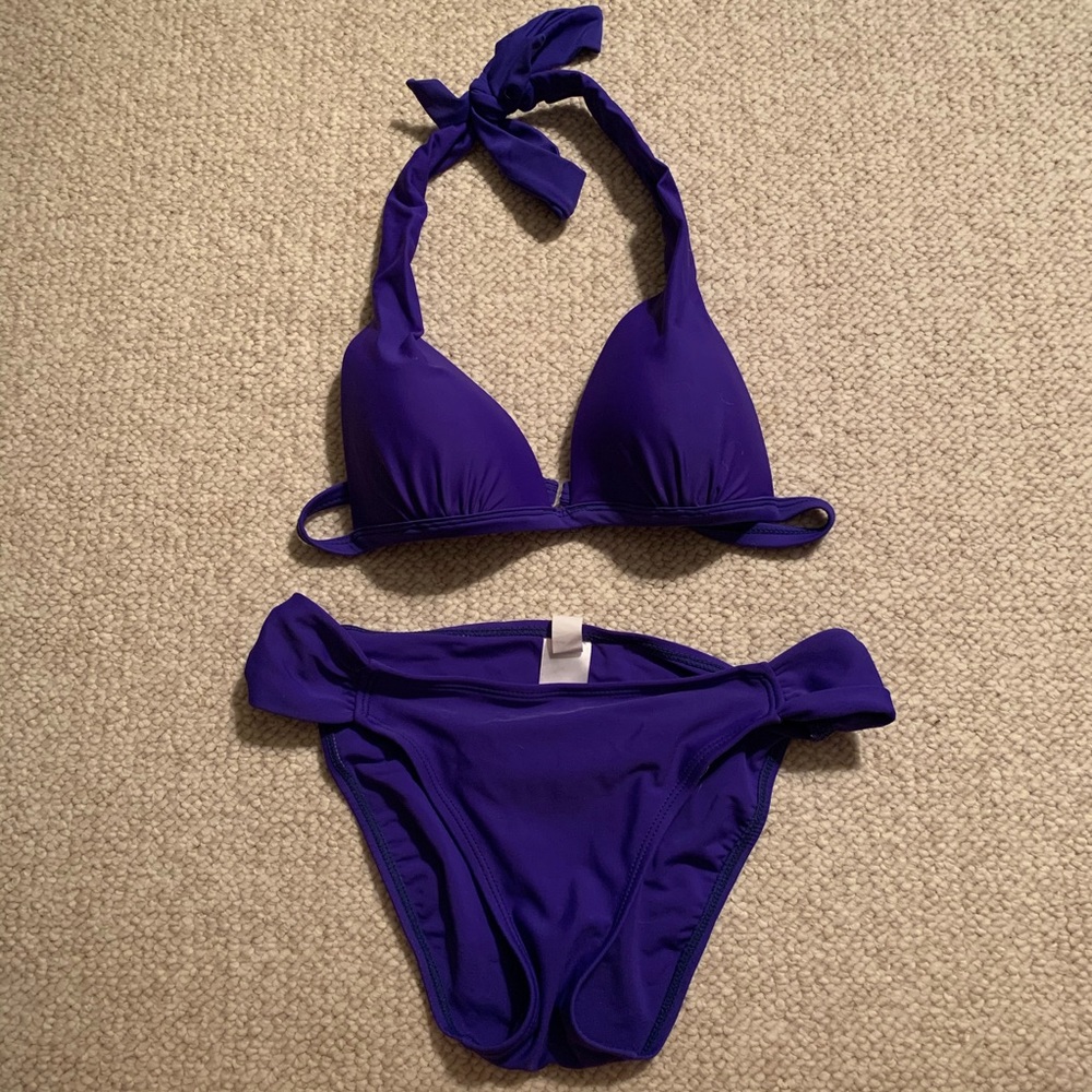 Purple halter bikini set